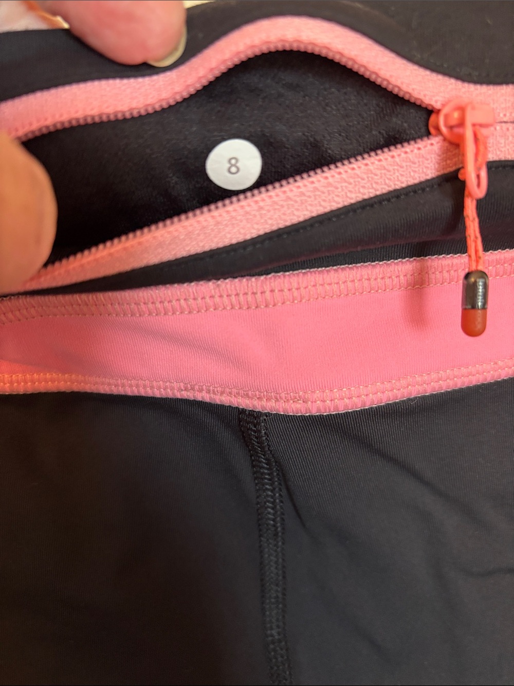 lululemon athletica Black Capri Leggings with Pink Trim - Picture 3 of 4